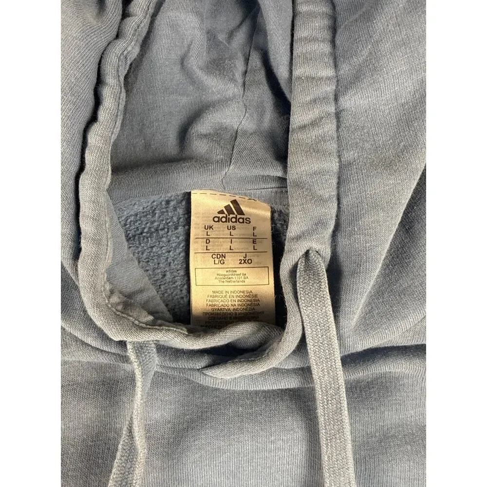 Adidas Hoodie Mens L Blue Washed Kangaroo Pocket Athleisure Sports Sweatshirt